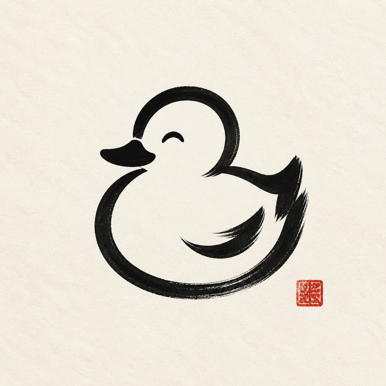 あひるのガーコ（墨絵）