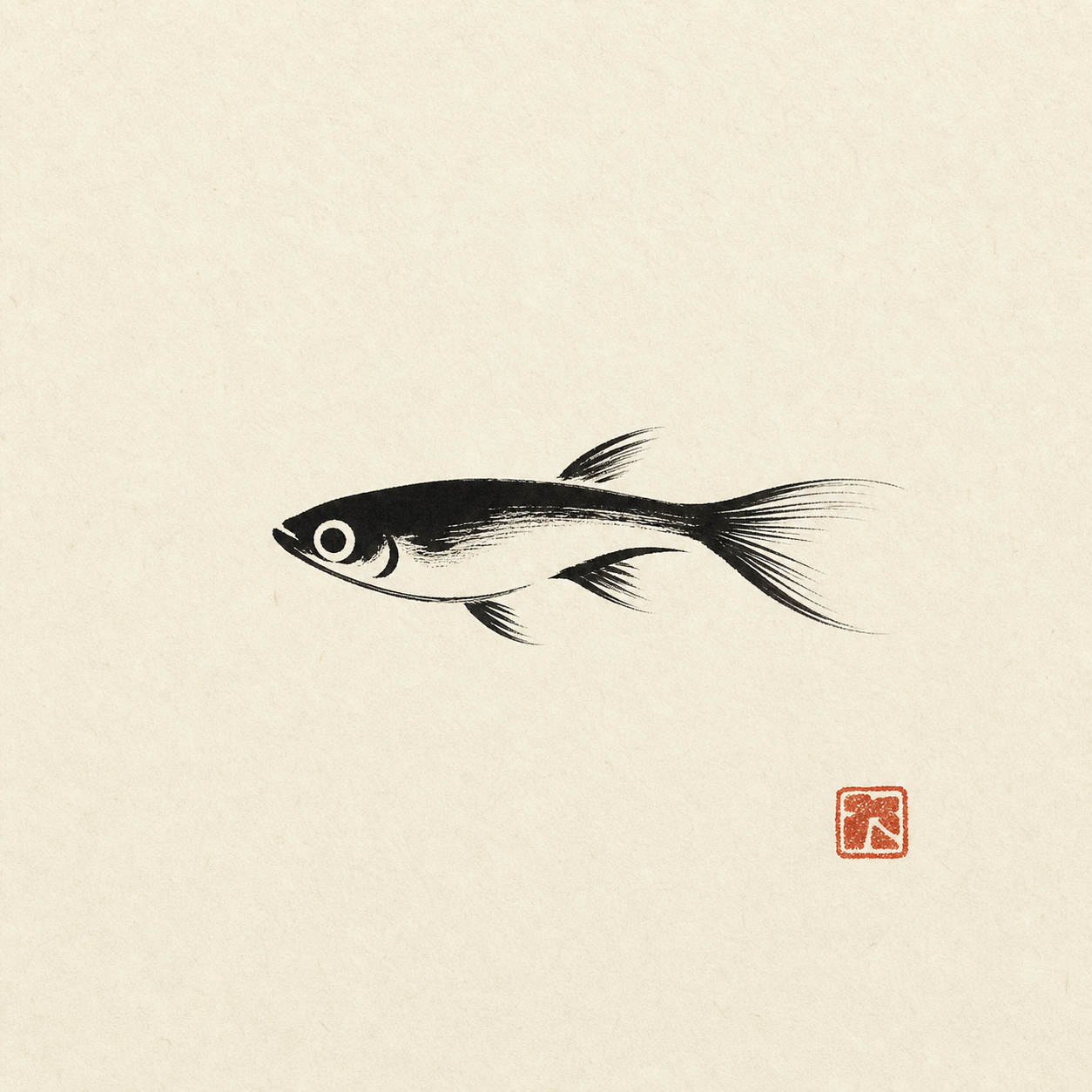 めだかの墨絵